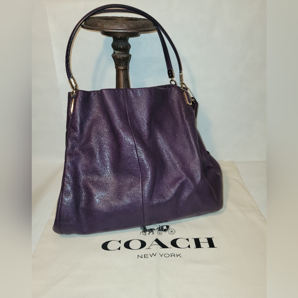 EUC Coach Leather Satchel 3-way Compartment - PURPLE